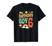 6 Year Old Birthday Boy Peace Hippie 60s Style Rainbow Art T-Shirt