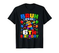 6 Year Old Boys Bruh It's My 6th Birthday Building Brick Kid T-Shirt