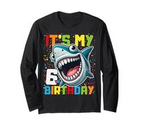6 Year Old Kids Shark Birthday Gifting Ideas 6th Six Year Long Sleeve T-Shirt