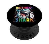 6 Year Old Kids Shark Birthday Gifting Ideas 6th Six Year PopSockets Adhesive PopGrip