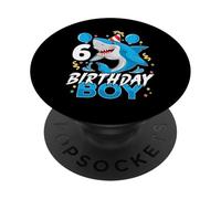 6 Year Old Kids Shark Birthday Gifting Ideas 6th Six Year PopSockets Adhesive PopGrip
