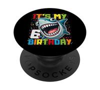 6 Year Old Kids Shark Birthday Gifting Ideas 6th Six Year PopSockets Adhesive PopGrip