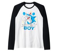 6 Year Old Kids Shark Birthday Gifting Ideas 6th Six Year Raglan Baseball Tee