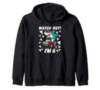 6 Year Old Kids Shark Birthday Gifting Ideas 6th Six Year Zip Hoodie
