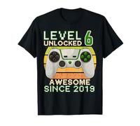 6 Year Old Level 6th Unlocked Birthday Gamer Since 2019 T-Shirt