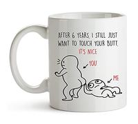 6 Years Anniversary Mug, 11 Ounces, Funny 6Th Anniv Coffee Cup for Him, Sixth Wedding Present Idea for Her, 6 Years Anniversary Mug for Couples (White)