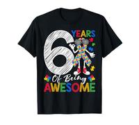 6 Years of Being Awesome 6th Birthday Autism Awareness Kids T-Shirt