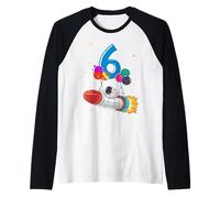 6 Years Old Astronaut 6th Birthday Space Rocket Boy Raglan Baseball Tee