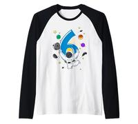 6 Years Old Astronaut 6th Birthday Space Rocket Boy Raglan Baseball Tee