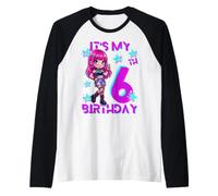 6 Years Old Birthday Korean Music Kids 6th Birthday Girls Raglan Baseball Tee