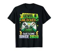 6 Years Old Level 6 Unlocked 6th Birthday Boys Video Gamer T-Shirt
