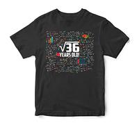 6 Years Old Maths Kids T Shirt, Funny Birthday Six Year Old 6th Bday Gifts for Boys or Girls, Joke Mathematics Square Root of 36 Tee, 5-6 Years, Black