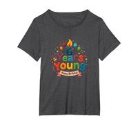 6 Years Young Happy Birthday Celebration for Kids T-Shirt, Women's Plus, Dark Heather Grey, 1X