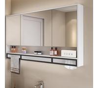 60-120cm Bathroom Cabinet with HD Safety Glass 3-Door Wall Cabinet with Mirror Cosmetic Mirror Space-Saving Bathroom Storage Unit