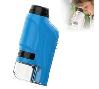 60-120X Zoom Pocket Microscope for Kids - Portable Handheld Mini Microscope with LED Lights, Educational Science Toys for Outdoor Exploration(Blue A)