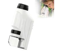 60-120X Zoom Pocket Microscope for Kids - Portable Handheld Mini Microscope with LED Lights, Educational Science Toys for Outdoor Exploration(White A)