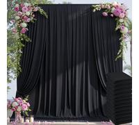 60×14ft Wrinkle Free Black Backdrop Curtain for Parties Wedding,12 Panels 5×14ft Height Soft Silky Polyester Photo Backdrop Drapes for Birthday Graduation Photography Stage Event Background Cloth