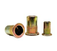 60/40/20/10pcs Flat Head Rivet Nut Binding Insert Nut Rivnut Nutsert M3 M4 M5 M6 M8 M10 M12 Carbon Steel(40pcs M6)