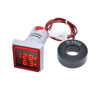 60-500V 0-100A Square LED Digital Voltmeter Ammeter 110V 220V Voltage Current Meter Voltammeter Car Volt Amp Tester(Red)