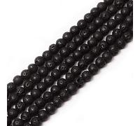 60-65pcs 6mm Lava Stone Gemstone Beads, Round Natural Black Loose Beads for DIY Bracelet Necklace Jewellery Making, 1 Strand 15.5"
