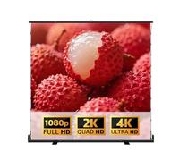 60/72/80/92in 4K HD Movie Screen with Adjustable Height, 3D Ultra HD Floor Pull Up Scissor Backed Projector Screen for Outdoor Indoor(80 Inch)