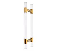 60/80/100/120/150/180 Cm Long Acrylic Clear Push Pull Door Handle, Double Sided Sliding Shower Entry Door Handle, with Fitting, for Home Office Bathroom (Color : Gold, Si