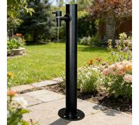 60/80/95cm Standing Outdoor Spigot Water Dispenser Column, Round Pipe Water Tap Column, Vertical Outdoor Water Hydrant, Black Floor Mounted Pedestal Faucet(Style 4,Height: 80cm/31.5in)