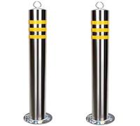 60 80 Cm Removable Bollard Post with Lock, Heavy Duty Traffic Delineator Post with Base, Steel Safety Bollards for Parking Lot/Driving Training(2pack,H65cm/25.6in)