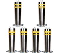 60 80 Cm Removable Bollard Post with Lock, Heavy Duty Traffic Delineator Post with Base, Steel Safety Bollards for Parking Lot/Driving Training(6pack,H65cm/25.6in)