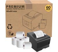 (60) 80 x 80mm thermal till rolls extra paper Smudge Free Till Rolls for PDQ Machines
