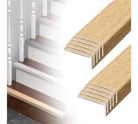 60 90 120 150 180 Cm Self Adhesive Stair Edge Protector, L-Shaped Aluminum Staircase Nosing Marginal Trim, Wood Grain Stair Edge Protection Easy Cuttable(A-10 pcs,L W H 120CM x 20mm x 7mm)