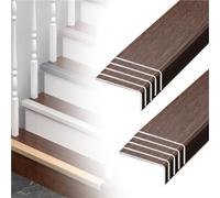 60 90 120 150 180 Cm Self Adhesive Stair Edge Protector, L-Shaped Aluminum Staircase Nosing Marginal Trim, Wood Grain Stair Edge Protection Easy Cuttable(B-10 pcs,L W H 180CM x 30mm x 20mm)