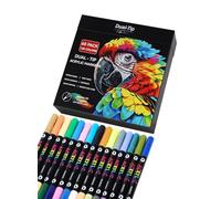60 Acrylic Paint Pens with 120 Colours Brush Tip for Rock Painting Fabric Glass Stone Ceramic Wood Metal, Dual Tip Acrylic Markers for Adults and Kids, Paint Markers for Easter Egg Pumpkins Graffiti