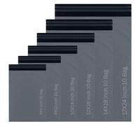 60 Assorted Grey Mailing Bags, Mixed Poly Postal Self-Seal Mailers in 6 Sizes Each 10 (6x9, 9x12, 10x14, 12x16, 14x19, 17x24) Strong Lightweight Postage Packaging Bags for Shipping Parcels, Posting