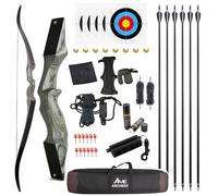 60” Black Hunter Original Recurve Bow Set American Hunting Longbow Archery Woodbow 20-60lbs Right/Left Handed for Archery Hunting Shooting Practice (Left hand Grey, 60 Ibs)