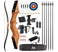 60” Black Hunter Original Recurve Bow Set American Hunting Longbow Archery Woodbow 20-60lbs Right/Left Handed for Archery Hunting Shooting Practice (Left hand Orange, 50 Ibs)