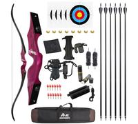 60” Black Hunter Original Recurve Bow Set American Hunting Longbow Archery Woodbow 20-60lbs Right/Left Handed for Archery Hunting Shooting Practice (Right hand purple, 25 Ibs)