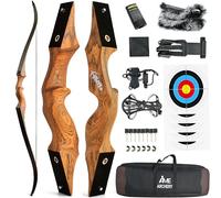 60" Black Hunter Recurve Bow Wood Takedown Bow Right/Left Hand for Adults American Hunting Longbow 20-60lbs for Archery Hunting Shooting Practice (Right Hand,Orange,20LBS)
