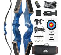 60" Black Hunter Recurve Bow Wood Takedown Bow Right/Left Hand for Adults American Hunting Longbow 20-60lbs for Archery Hunting Shooting Practice (Right Hand,Diamond Blue,25LBS)
