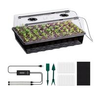 60-Cell Self-Watering Seedling Tray with Grow Light, Indoor Gardening Kit with 4-Inch Humidity Dome, Plant Propagator for Seed Germination, Complete Starter Set for Herbs, Flowers, and Vegetables