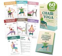60 Chair Yoga Exercises - Gentle Workouts for Flexibility, Balance & Strength - Big 4″ x 6″ Cards with Step-by-Step Large-Text Instructions - Guidebook & 10 Pre-Made Routines for Seniors & Beginners