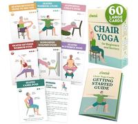 60 Chair Yoga Exercises - Gentle Workouts for Flexibility, Balance & Strength - Big 4″ x 6″ Cards with Step-by-Step Large-Text Instructions - Guidebook & 10 Pre-Made Routines for Seniors & Beginners