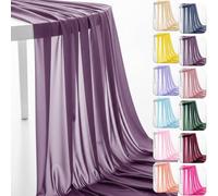 60" Chiffon Fabric by The Yard Pre-Cut Sheer Fabric for Wedding Arch Draping Fabric Party Backdrop Decoration Ceiling Decor (Grape Purple, 5 Yards)