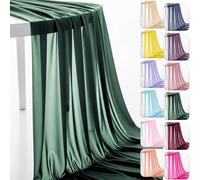 60" Chiffon Fabric by The Yard Pre-Cut Sheer Fabric for Wedding Arch Draping Fabric Swag Curtain Scarf Party Backdrop Decoration Ceiling Decor (Hunter Green, 5 Yards)