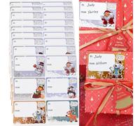 60 Christmas Labels Self Adhesive - Cute Xmas Designs for Presents - Size 2.56 x 1.77 Inch Tags - Easy Write Surface Sticky Labels