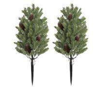 60 cm Artificial Cedar Topiary Ball Trees, Set of 2 Faux Cypress Plants UV Resistant Artificial Pine Shrubs Fake Bushes for Outdoor Indoor Front Porch Garden