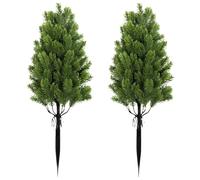 60 cm Artificial Cedar Topiary Ball Trees, Set of 2 Faux Cypress Plants UV Resistant Artificial Pine Shrubs Fake Bushes for Outdoor Indoor Front Porch Garden