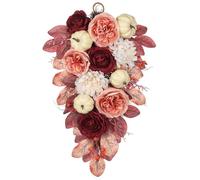 60 cm Autumn Wreath Artificial Chrysanthemum Rose Flower Wreath Decoration Large with Pine Cones and Berries Autumn Wreath Pumpkin Decoration for Front Door, Walls, Windows, Fireplace, Table Autumn