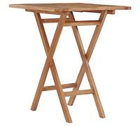 60 cm Folding Garden Table - Solid Teak Round Bistro Side Table, Weather Resistant Outdoor Furniture for Patio, Balcony, Picnic, Camping - Compact 60 x 75 cm Design