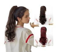 60 cm Large Curly Long Wavy Fake Ponytail Hair Extension, High Temperature Matte Silk, High Quality Elastic Inner Net (Dark Brown)